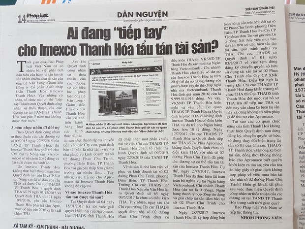 Tiếp vụ Inmexco Thanh Hoá tẩu tán tài sản: Có hay không sự tiếp tay của Toà án?