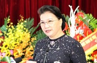Ủy viên Bộ Chính trị, Chủ tịch Quốc hội Nguyễn Thị Kim Ngân phát biểu tại Đại hội.