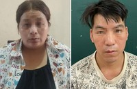 Hai đối tượng Phạm Thị Tuyết Chinh và Vi Văn Nhập tại cơ quan công an.