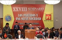 Đồng chí Lê Quốc Minh phát biểu tại hội thảo. Ảnh: Phi Hùng/PV TTXVN tại Mexico
