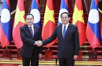 Chủ tịch Quốc hội Trần Thanh Mẫn đã hội kiến Thủ tướng Chính phủ Lào Sonexay Siphandone. (Ảnh: Thống Nhất)