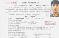 Quyết định truy nã Trịnh Đình Tuấn (Ảnh: CAND).