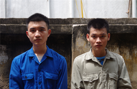 Hai đối tượng cầm đầu đường dây ma túy liên tỉnh: Nguyễn Gia Bảo (trái) và Trần Hoàng Thái (Ảnh: CTTĐT BCA)
