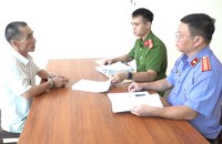 Đối tượng Trần Hải tại cơ quan Công an.