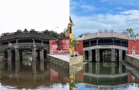 Hình ảnh Chùa Cầu ở Hội An trước và sau trùng tu. (Ảnh: SGTT)