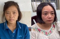 Đối tượng Nguyễn Thị Ánh Đào (áo xanh) và đối tượng Cao Thị Thu Phương.