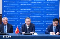 Tổng Bí thư, Chủ tịch nước Tô Lâm tại buổi tiếp các chuyên gia, học giả tại Đại học Columbia.