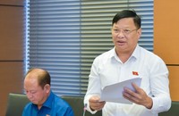 Đại biểu Trần Văn Tiến phát biểu tại phiên họp.