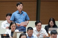 Đại biểu Nguyễn Hữu Thông phát biểu tại phiên thảo luận tại hội trường của Quốc hội về dự án Luật. (Ảnh: quochoi.vn).