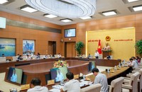 Chủ tịch Quốc hội Trần Thanh Mẫn chủ trì cuộc họp về công tác chuẩn bị cho Phiên chất vấn và trả lời chất vấn của Ủy ban Thường vụ Quốc hội tại Phiên họp thứ 36. (Ảnh: quochoi.vn).