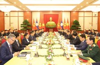 Tổng Bí thư, Chủ tịch nước Tô Lâm hội đàm với Tổng Bí thư, Chủ tịch nước Lào Thongloun Sisoulith. (Ảnh: TTXVN)