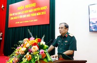 Thượng tướng Phùng Sĩ Tấn phát biểu chỉ đạo tại Hội nghị tổng kết của Bộ Tổng Tham mưu. (Ảnh: Lam Hạnh)