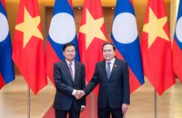 Chủ tịch Quốc hội Trần Thanh Mẫn hội kiến Tổng Bí thư, Chủ tịch nước Lào Thongloun Sisoulith nhân chuyến thăm cấp Nhà nước tới Việt Nam của Tổng Bí thư, Chủ tịch nước Lào tháng 9/2024. (Ảnh: Phạm Thắng)