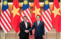 Chủ tịch Quốc hội Trần Thanh Mẫn và Chủ tịch Hạ viện Malaysia. (Ảnh: Phạm Thắng)