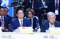 Thủ tướng Phạm Minh Chính dự và phát biểu tại phiên toàn thể Hội nghị các nhà lãnh đạo nhóm BRICS mở rộng. (Ảnh: TTXVN)