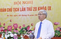 Chủ tịch Ủy ban Trung ương MTTQ Việt Nam Đỗ Văn Chiến phát biểu khai mạc Hội nghị. Ảnh: PV