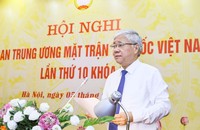 Chủ tịch UBTƯ MTTQ Việt Nam Đỗ Văn Chiến phát biểu tại Hội nghị. Ảnh: PV