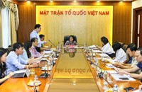 Bà Tô Thị Bích Châu, Phó Chủ tịch Ủy ban Trung ương Mặt trận Tổ quốc Việt Nam chủ trì cuộc họp. Ảnh- Quang Vinh.