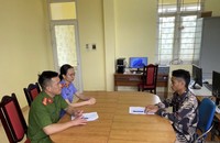 Tòng Văn Cường tại cơ quan công an.