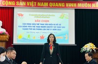 Phó Giám đốc Sở Văn hoá và Thể thao TP Hải Phòng Phạm Thị Tô Trang phát biểu tại Hội nghị.