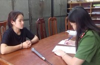 Đối tượng Nông Nguyệt Phương tại cơ quan Công an
