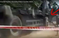 Chiếc xe ben do một tài xế (chưa rõ danh tính) lao tới gây tai nạn khiến chị Thương và thai 9 tuần tử vong tại chỗ (ảnh cắt từ clip)