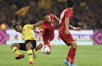 Đội tuyển Việt Nam gặp Malaysia trên sân Bukit Jalil trong trận lượt đi chung kết AFF Suzuki Cup 2018. (Ảnh Đức Đồng)