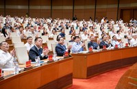 Tổng Bí thư Tô Lâm và các nhà lãnh đạo cấp cao của Đảng, Nhà nước... dự Hội nghị tại điểm cầu chính.