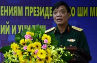 Trung tướng Ngô Minh Tiến, Phó tổng Tham mưu trưởng phát biểu tại buổi lễ.