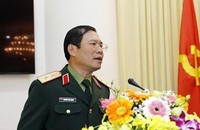 Trung tướng Nguyễn Tân Cương, Thứ trưởng Bộ Quốc phòng phát biểu tại hội nghị.