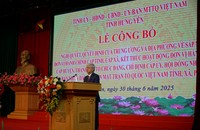 Chủ tịch Ủy ban Trung ương MTTQ Việt Nam Đỗ Văn Chiến phát biểu tại buổi lễ.