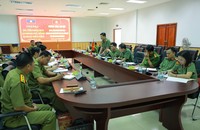 Toàn cảnh buổi làm việc giữa Công an tỉnh Quảng Trị (Việt Nam) với Công an các tỉnh Salavan, Savannakhet (Lào).