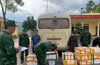 Lực lượng chức năng đang kiểm tra số tang vật bị thu giữ.