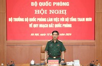Đại tướng Phan Văn Giang phát biểu chỉ đạo tại buổi làm việc.
