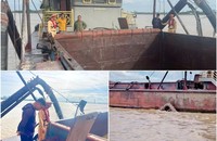 Phương tiện thủy được hoán cải lắp thiết bị khai thác cát tinh vi.