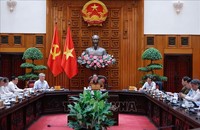 Thủ tướng Phạm Minh Chính chủ trì cuộc họp về Trung tâm tài chính quốc tế tại Việt Nam. Ảnh: Dương Giang/TTXVN