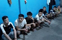 Các đối tượng tại cơ quan Công an.