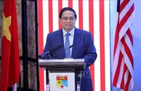 Thủ tướng Phạm Minh Chính phát biểu tại Đại học Quốc gia Malaysia. Ảnh: Dương Giang/TTXVN