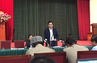 Phó Giám đốc Sở Lao động, Thương binh và Xã hội TP Hà Nội Nguyễn Quốc Khánh thông tin tại Hội nghị.