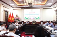 Bộ trưởng Nguyễn Hải Ninh cùng Thứ trưởng Mai Lương Khôi chủ trì cuộc họp.