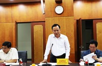 Phó Trưởng ban Ban Dân vận Trung ương Nguyễn Lam phát biểu tại buổi làm việc.