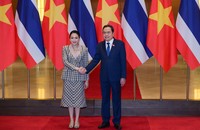 Chiều 15/5, Chủ tịch Quốc hội Trần Thanh Mẫn đã hội kiến Thủ tướng Thái Lan Paetongtarn Shinawatra đang có chuyến thăm chính thức Việt Nam. (Ảnh: quochoi.vn)