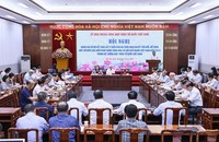 UBTƯ MTTQ Việt Nam vừa tổ chức Hội nghị đánh giá sơ bộ kết quả lấy ý kiến vào dự thảo Nghị quyết sửa đổi, bổ sung một số điều của Hiến pháp năm 2013 trong hệ thống MTTQ Việt Nam. (Ảnh: Quang Vinh)