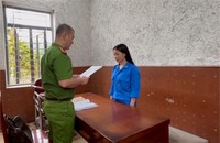 Đối tượng Phạm Thị Vân Anh tại cơ quan Công an.