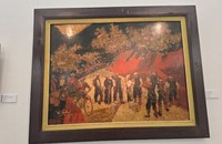 Một tác phẩm hội họa trong triển lãm “Đường lên Điện Biên” (ảnh Bảo Châu).