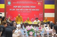 Hòa thượng Thích Gia Quang, Phó Chủ tịch Hội đồng Trị sự, Trưởng Ban Thông tin và Truyền thông Trung ương Giáo hội Phật giáo Việt Nam tại cuộc họp báo (ảnh P.V)