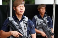 Một binh sĩ Gurkha tại Đối thoại Shangri-la ở Singapore ngày 1/6/2018.
