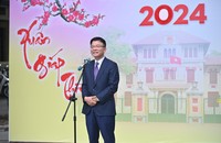 Bộ trưởng Lê Thành Long gặp mặt và chúc tết đầu xuân các cán bộ, công chức, viên chức và người lao động Bộ Tư pháp.