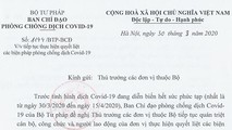 Bộ Tư pháp tiếp tục thực hiện quyết liệt các biện pháp phòng ngừa tối đa lây lan dịch Covid