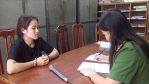 Đối tượng Nông Nguyệt Phương tại cơ quan Công an